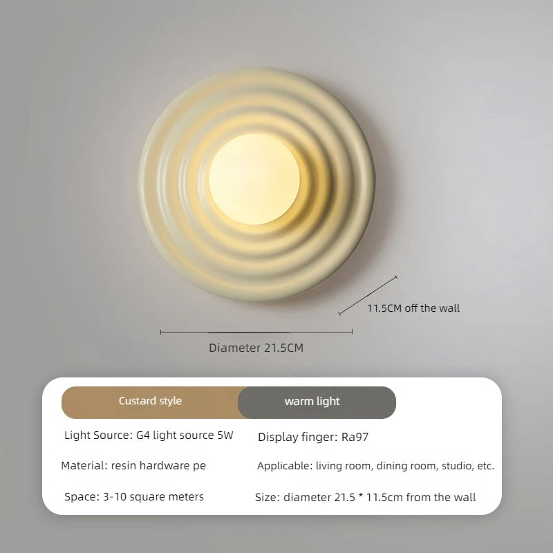 Retro resin LED wall lamp round Japanese style