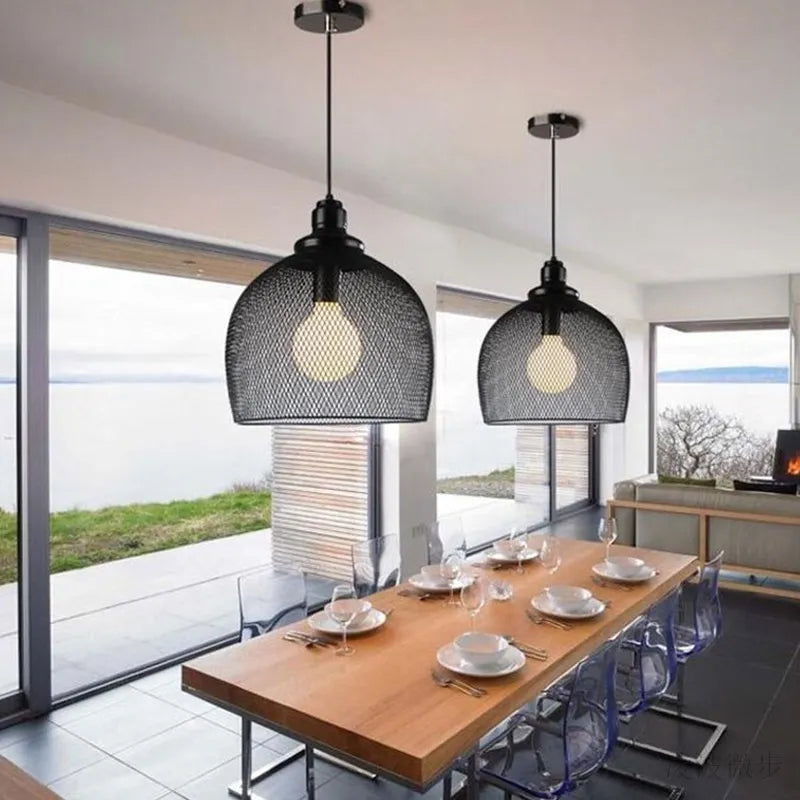 Nordic restaurant bar lighting retro rose gold bird cage modern pendant light - vue 6 sur 10