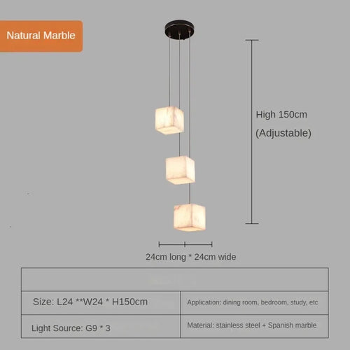 Spanish marble chandelier with minimalist Chinese style for elegant interiors - vue 11 sur 15