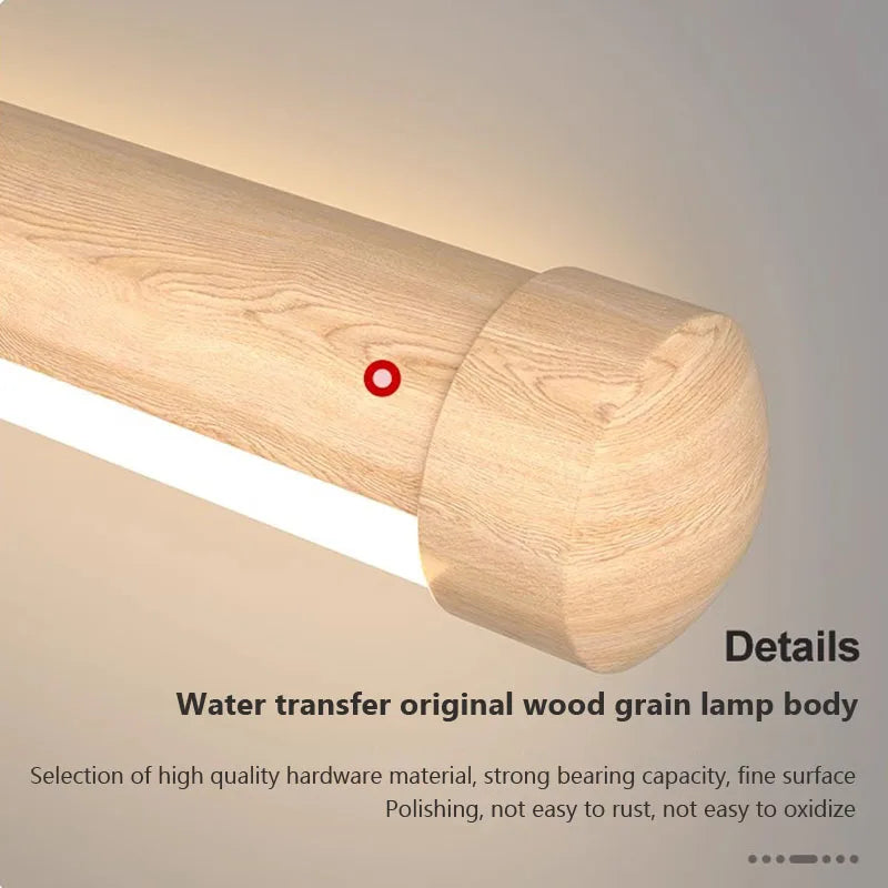 Modern LED wall light with wood grain for interior decor - vue 5 sur 21