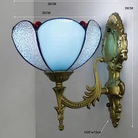 Turkish flower wall light with decorative baroque glass lampshade
