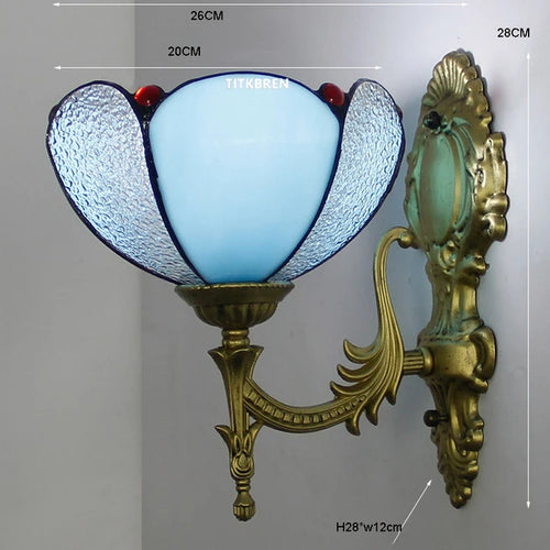 Turkish flower wall light with decorative baroque glass lampshade