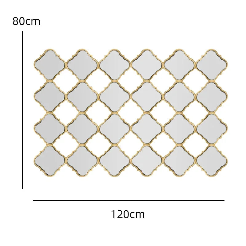 Nordic style metal wall decoration luxury wrought iron mirror
