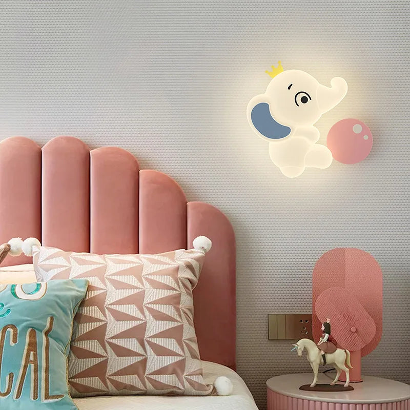 Modern elephant children's wall light with soft glow