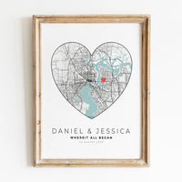Personalised city map romantic gift for him