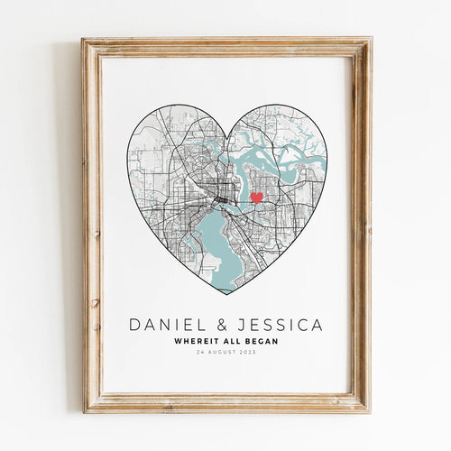 Personalised city map romantic gift for him