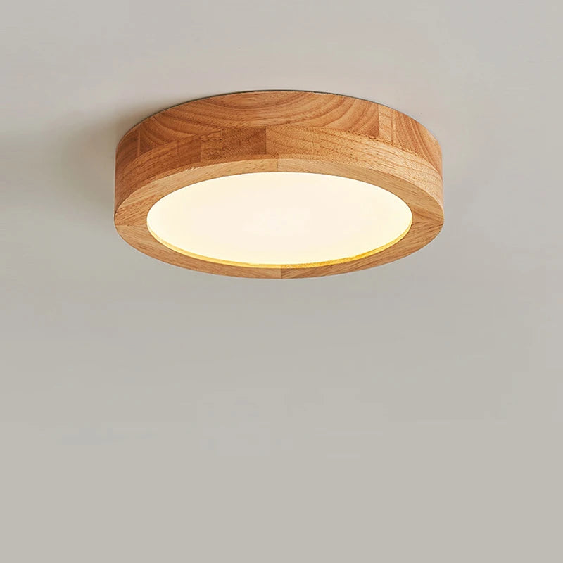 Simple round wooden LED ceiling light nordic decor lampen