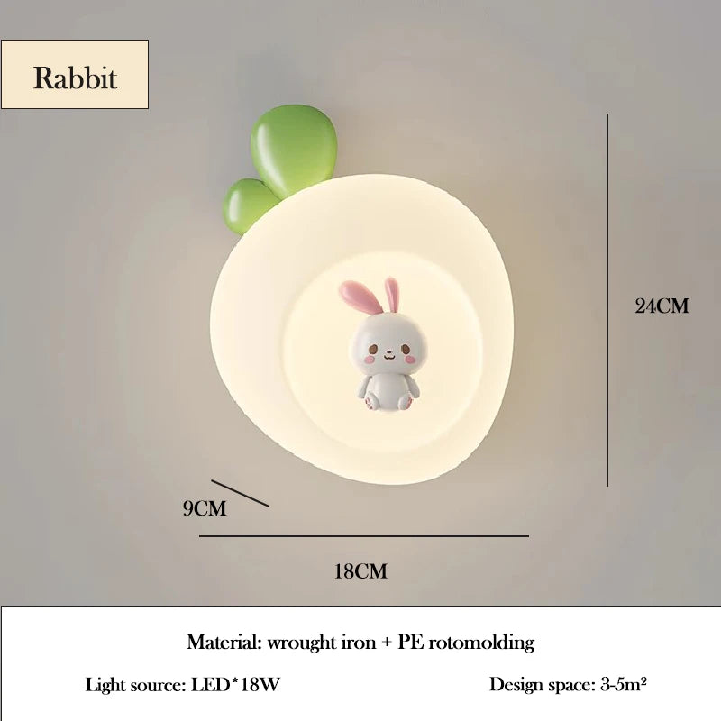 Cute animal wall lights for children rabbit cat bear design