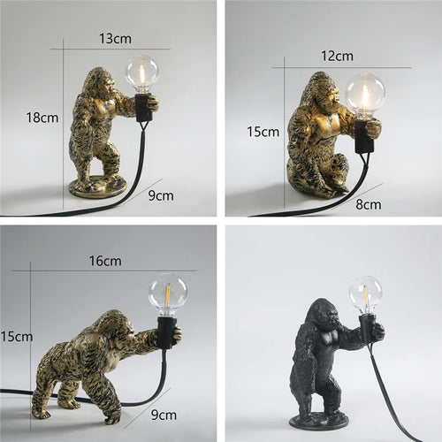 Nordic king kong customisable resin animal table lamp - vue 7 sur 15
