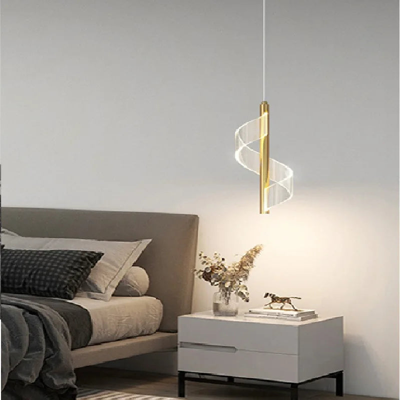 Modern nordic LED spiral twist acrylic chandelier