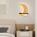 Modern minimalist LED moon wall light with USB charger