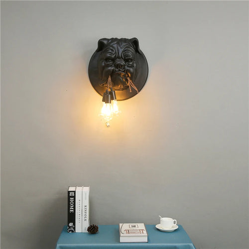 Decorative resin wall light with Nordic dog head design - vue 5 sur 8