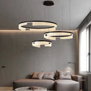 Circular LED chandelier in aluminium and acrylic for decorative interiors