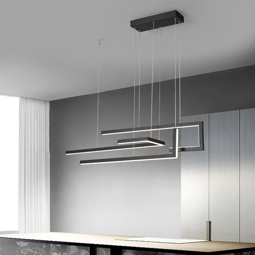 Modern rectangular LED pendant light with dimmable brightness - vue 2 sur 10