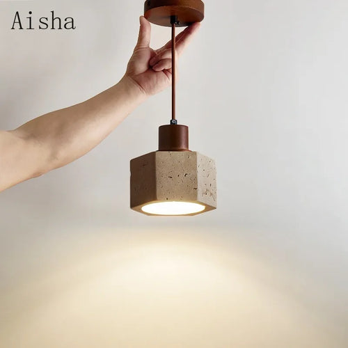 Japanese retro cave stone pendant light - vue 2 sur 7