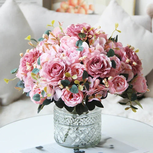 Pink silk peony bouquet for interior decoration - vue 7 sur 12