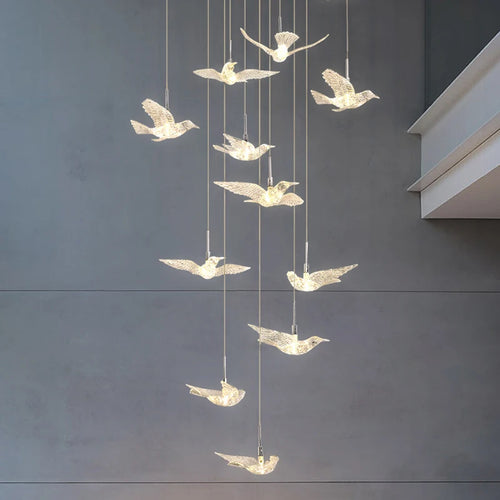 suspension LED décorative en forme d'oiseau pour loft et villa - vue 4 sur 18