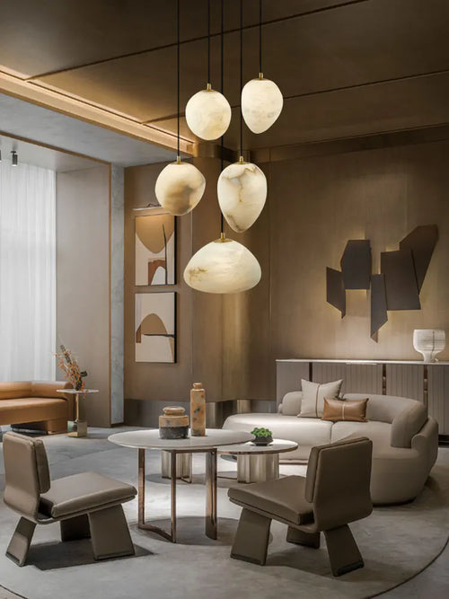 lustre suspendu en marbre géométrique design moderne pour intérieur - vue 5 sur 12