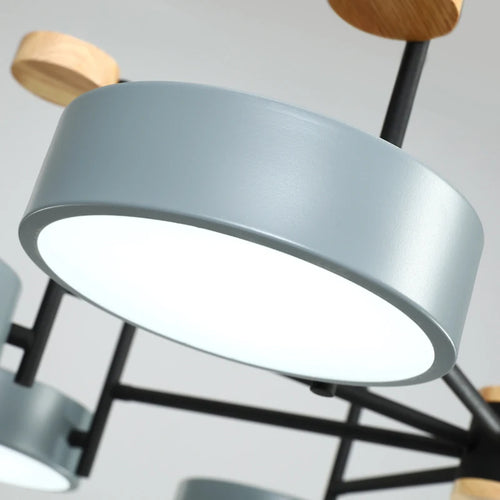 Nordic style iron and acrylic wood chandelier for interior decoration - vue 7 sur 6