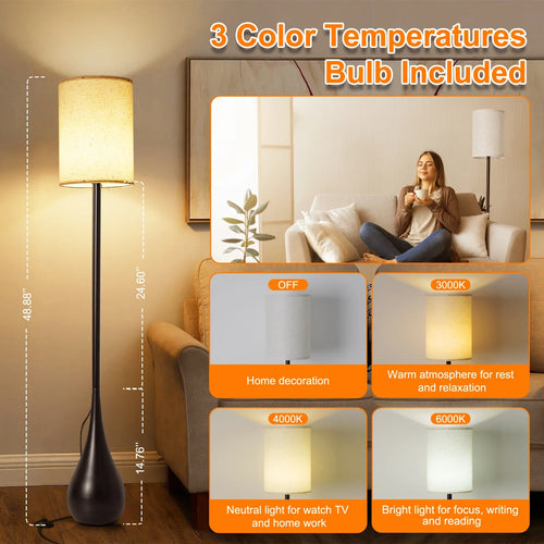 Design LED floor lamp waterdrop with 3-colour dimmer - vue 3 sur 7