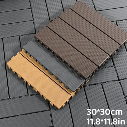 Interlocking PVC wood-effect outdoor non-slip floor boards 30cm - vue 3 sur 7