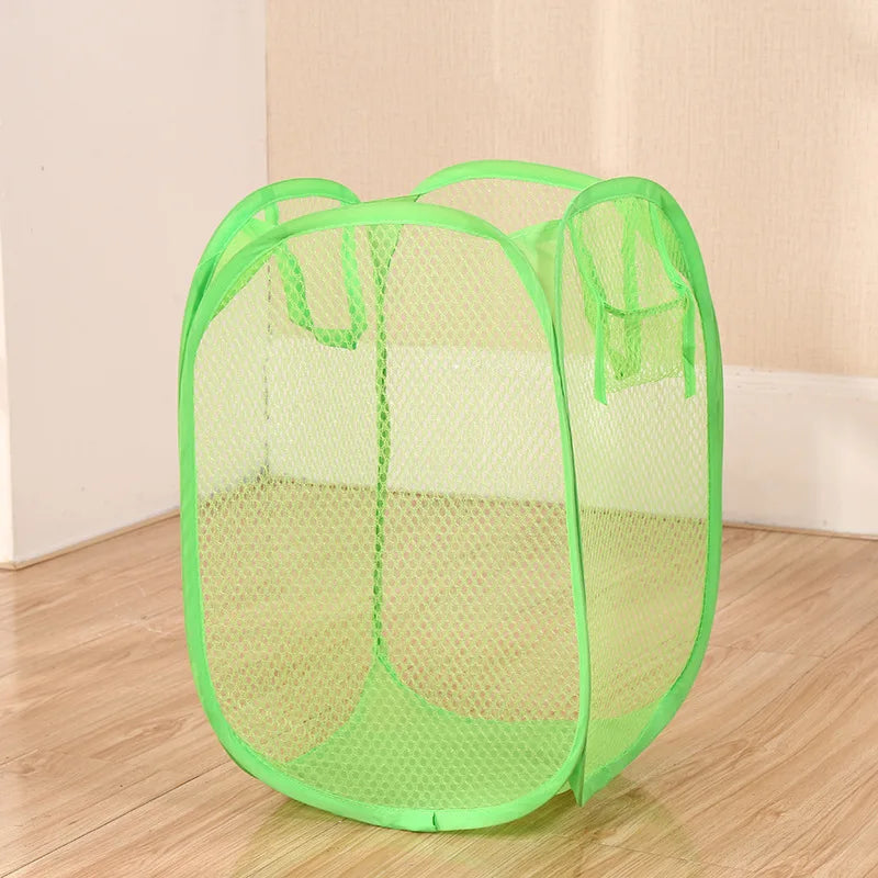 foldable mesh basket for sorting dirty laundry