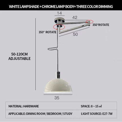 Modern foldable Nordic design telescopic chandelier for contemporary interiors - vue 10 sur 14