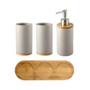 Nordic style ceramic toothbrush holder with wooden base