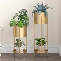 Nordic double-layer iron flower stand for indoor and balcony