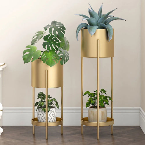 Nordic double-layer iron flower stand for indoor and balcony