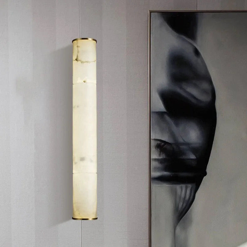 Art deco luxury wall lamp in brass and natural marble - vue 4 sur 10