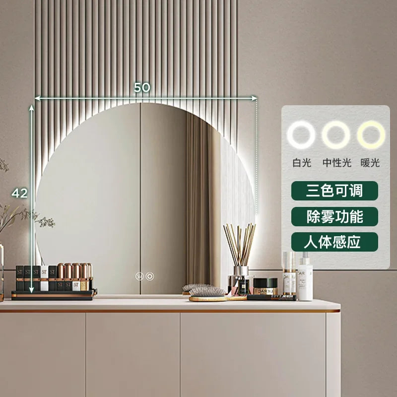 artistic makeup mirror with creative wall light - vue 10 sur 13