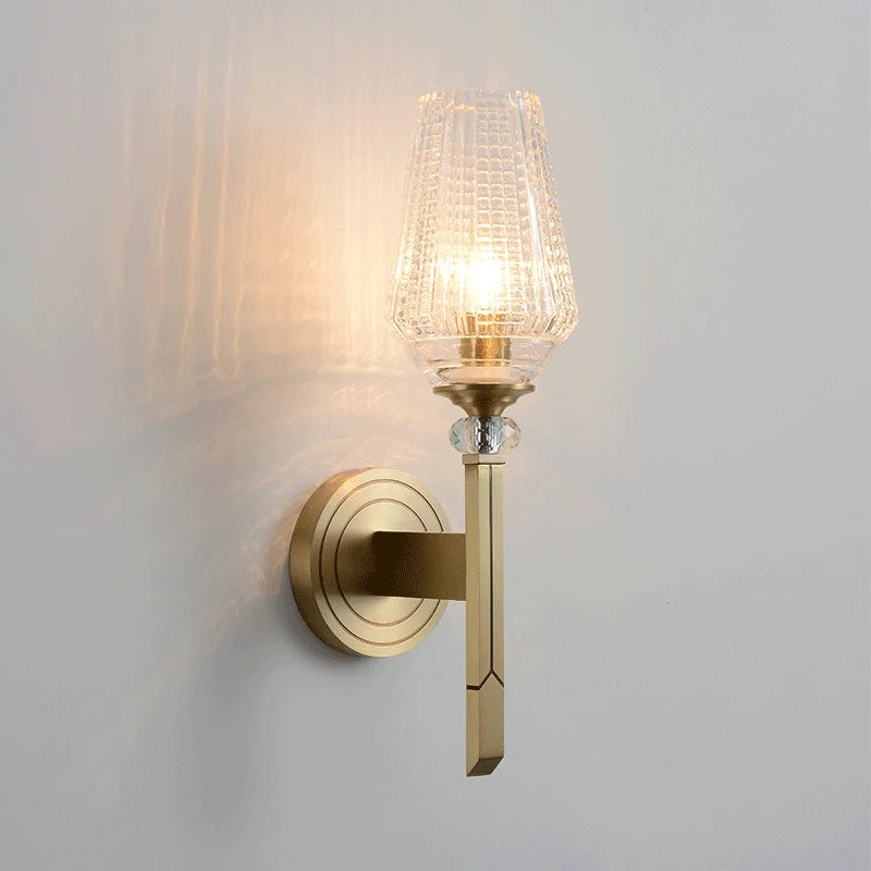 Modern creative design crystal and copper wall light