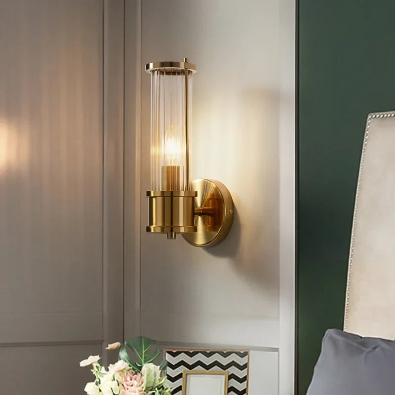 Modern luxury gold crystal LED wall light
