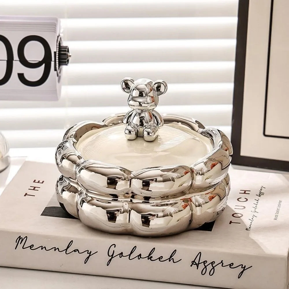 luxury creative bear ashtray with anti-fly ash cover - vue 2 sur 10