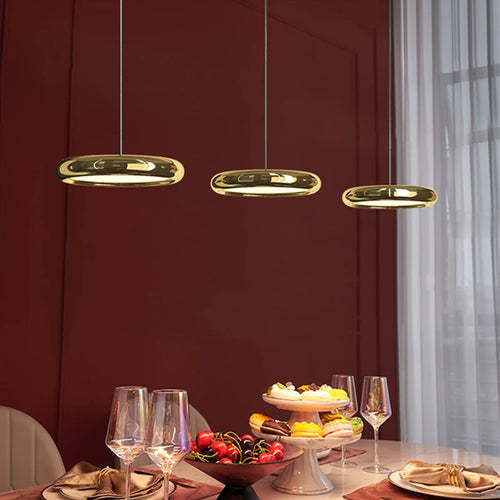 Designer circular plated aluminium LED chandelier - vue 4 sur 18