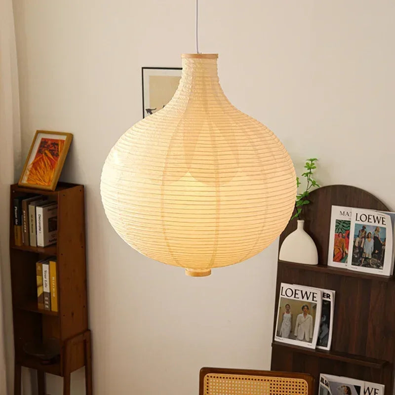 Japanese round paper pendant lamp with decorative hanging light