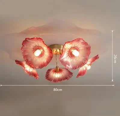 Modern glass lotus flower LED chandelier - vue 12 sur 14