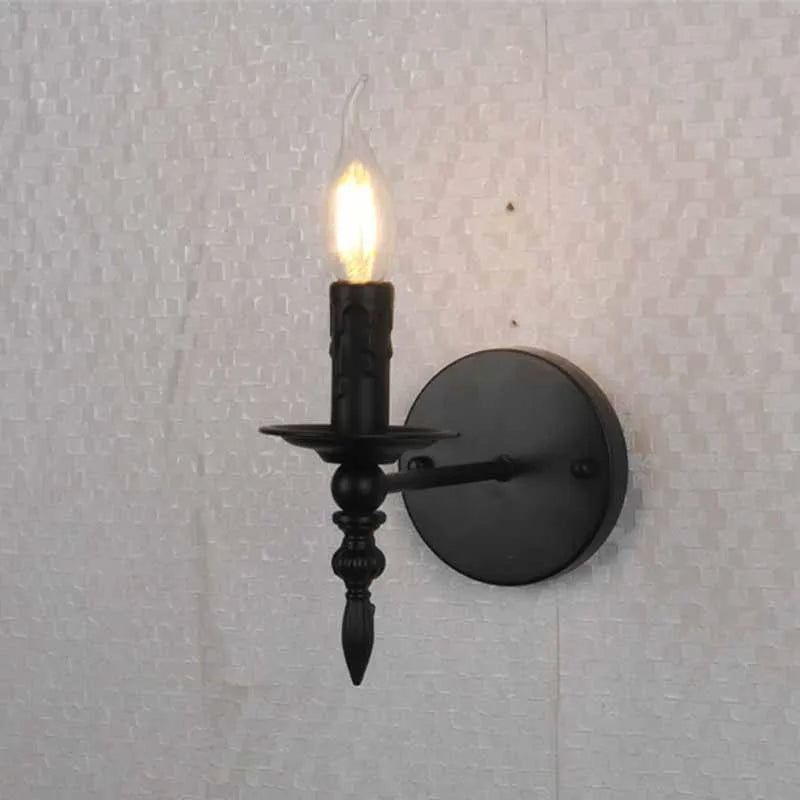 Vintage iron wall light with decorative retro lights