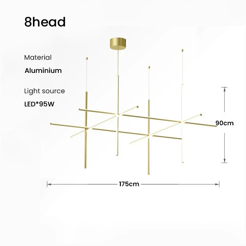Italian designer tubular LED pendant chandelier