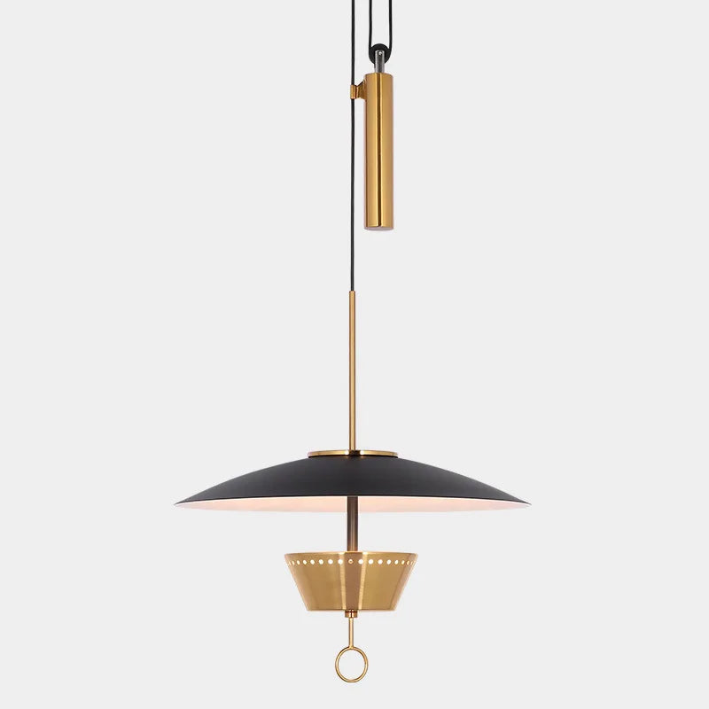 Modern UFO-style pendant light for multiple spaces