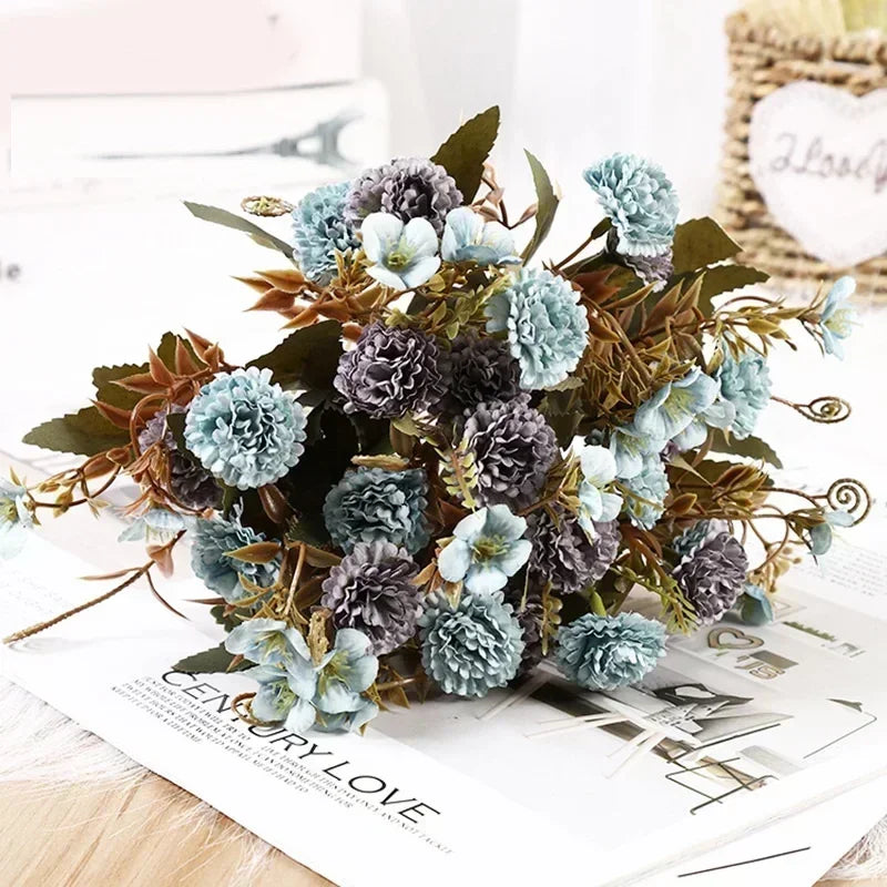 Artificial silk lilac bouquet for floral decor - vue 5 sur 12