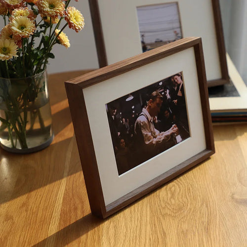 Walnut photo frames for 7 pictures to assemble