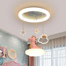 Creative children's chandelier pink green dinosaur for kids' room