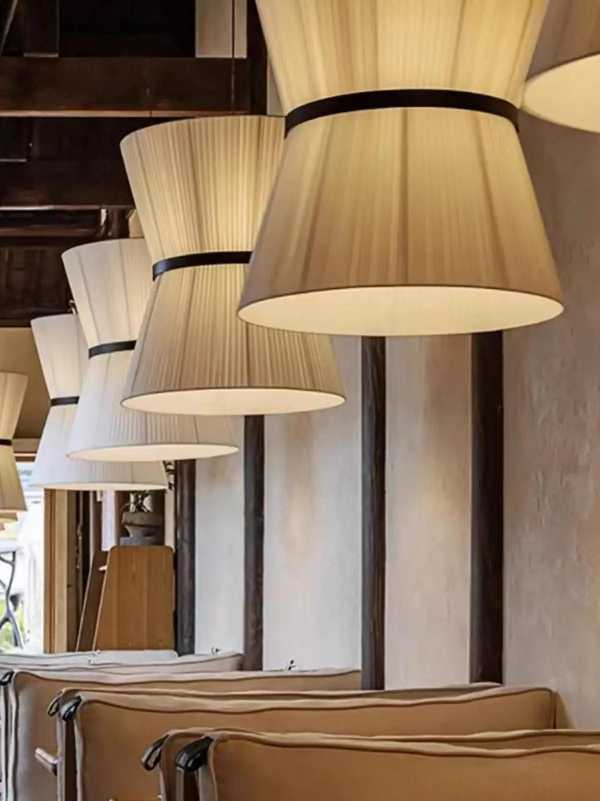 Wabi Sabi fabric chandelier for modern interior decor - vue 6 sur 9