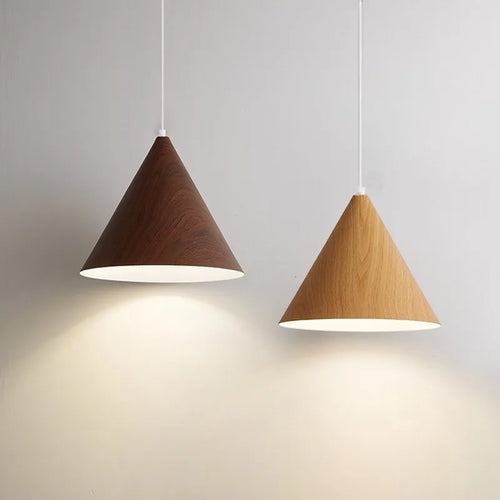 Modern solid walnut LED pendant light - vue 2 sur 10