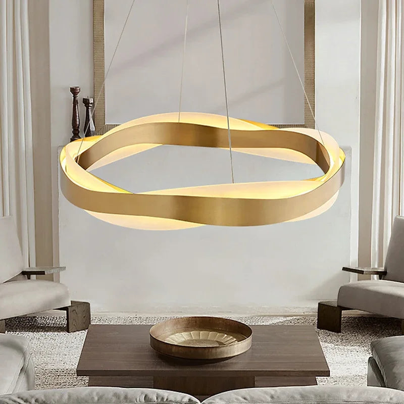 Luxury black and gold circle chandelier acrylic pendant light for living room, restaurant or hall