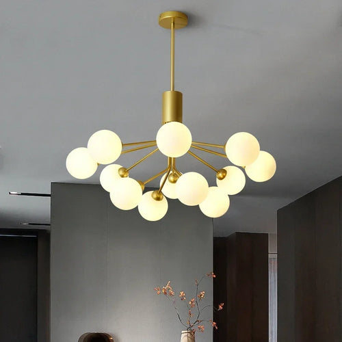 Modern glass bubble and flower decorative chandelier - vue 2 sur 12