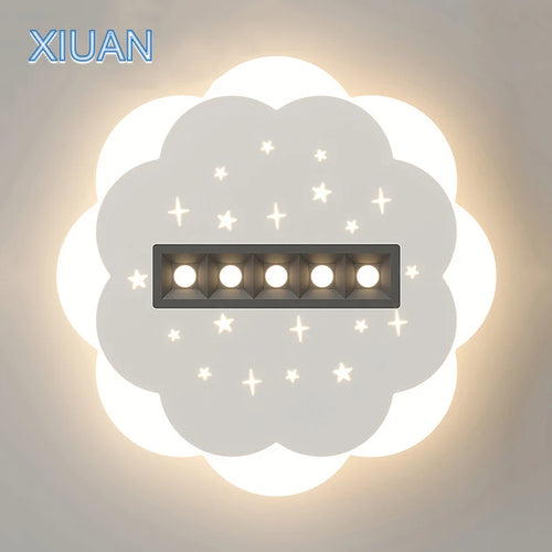Simple ceiling light with white square spotlight and round cloud - vue 6 sur 12
