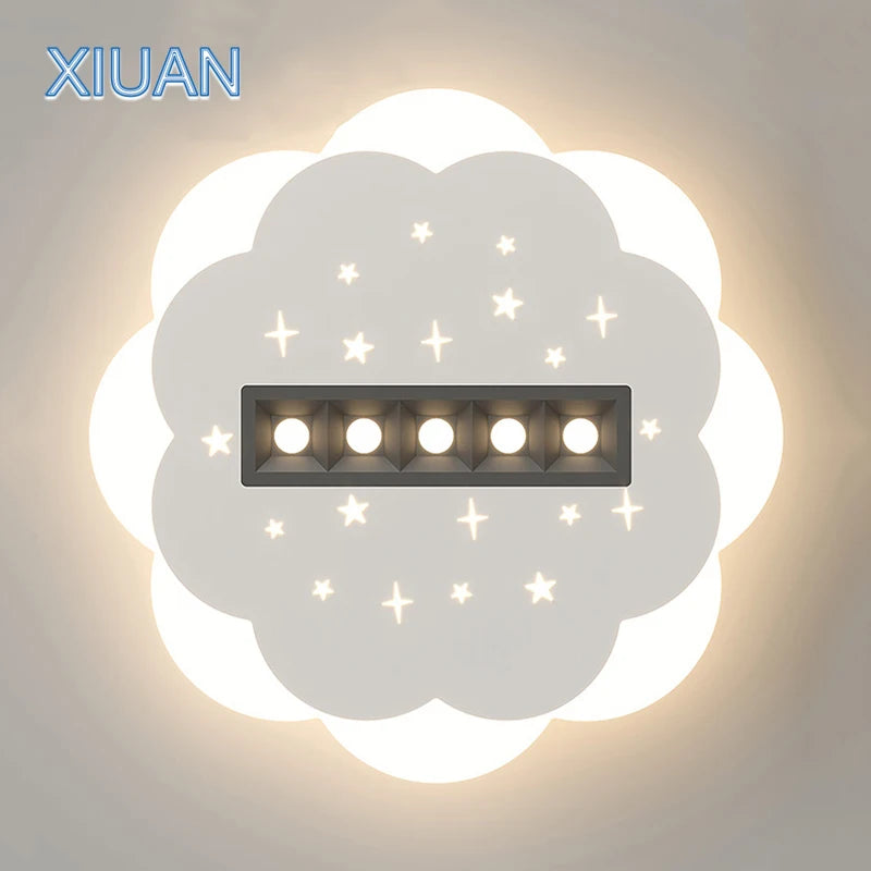 Simple ceiling light with white square spotlight and round cloud - vue 5 sur 12